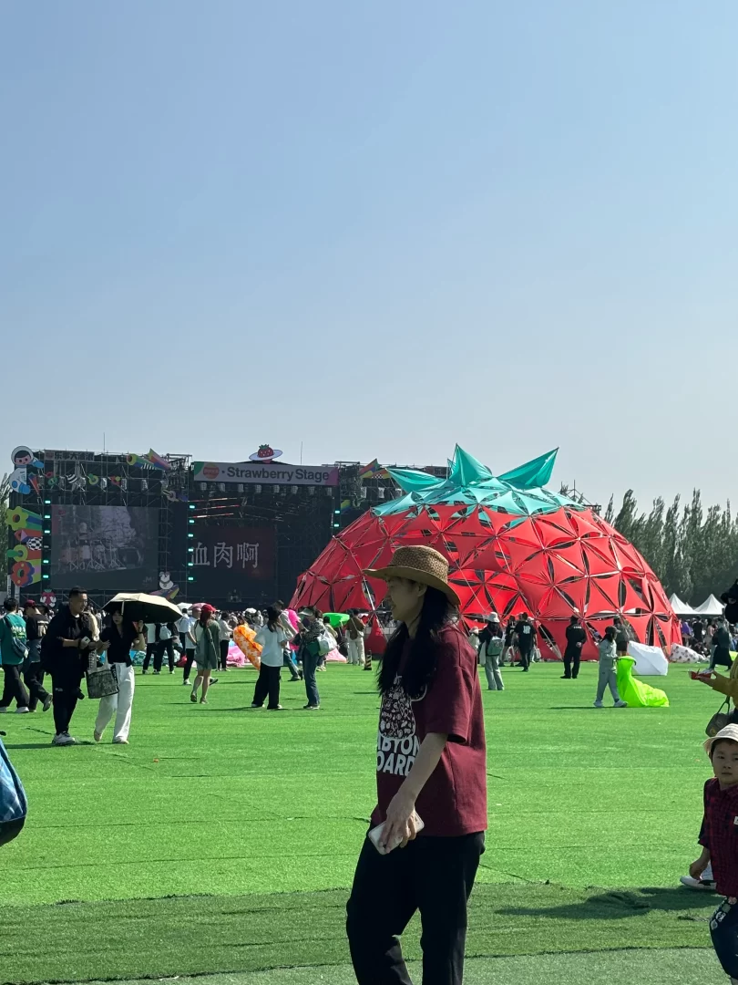 蓝天白云的草莓音乐节。(王璐琼摄)